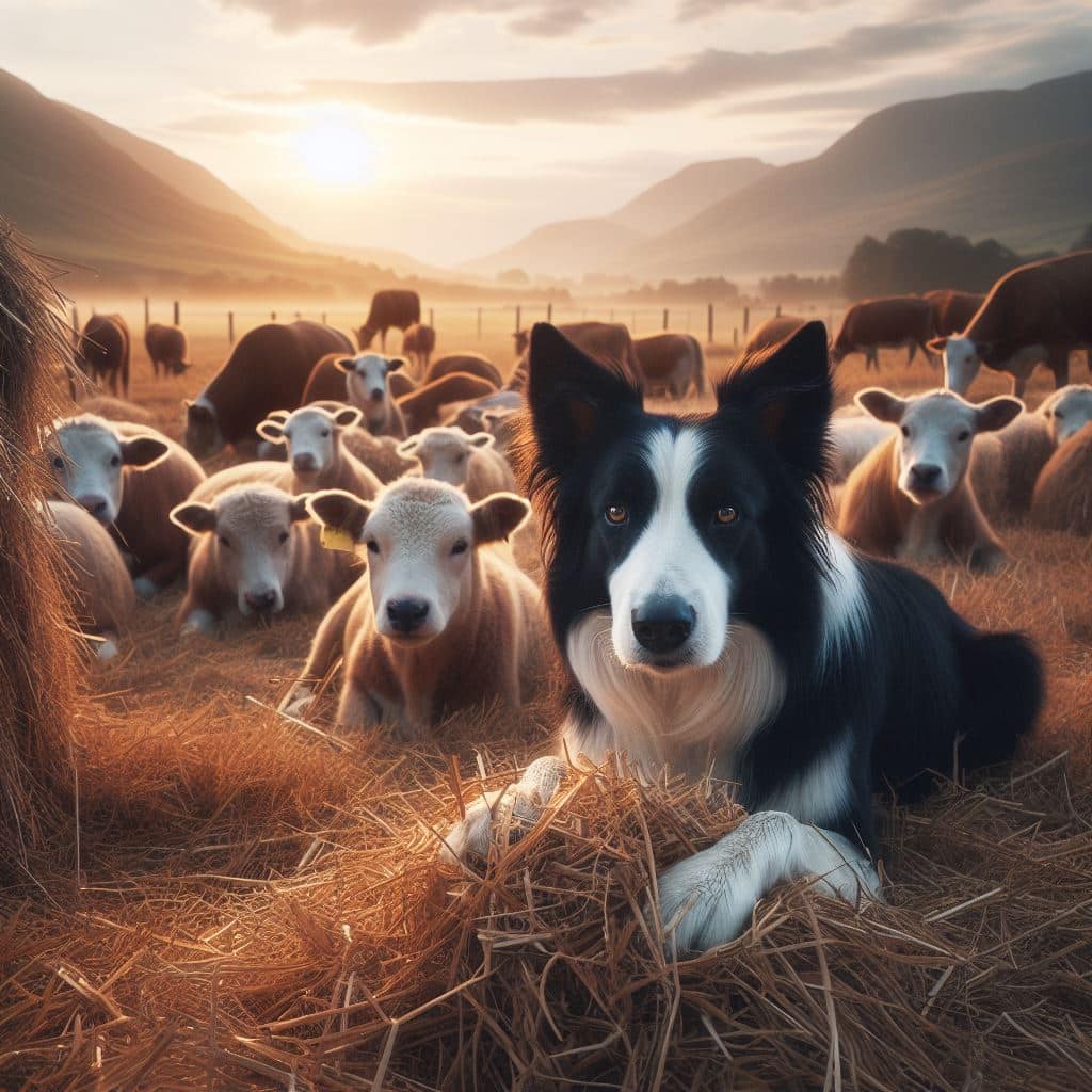 Border Collies contribuindo para a agricultura e pastoreio, destacando seu valor inestimável