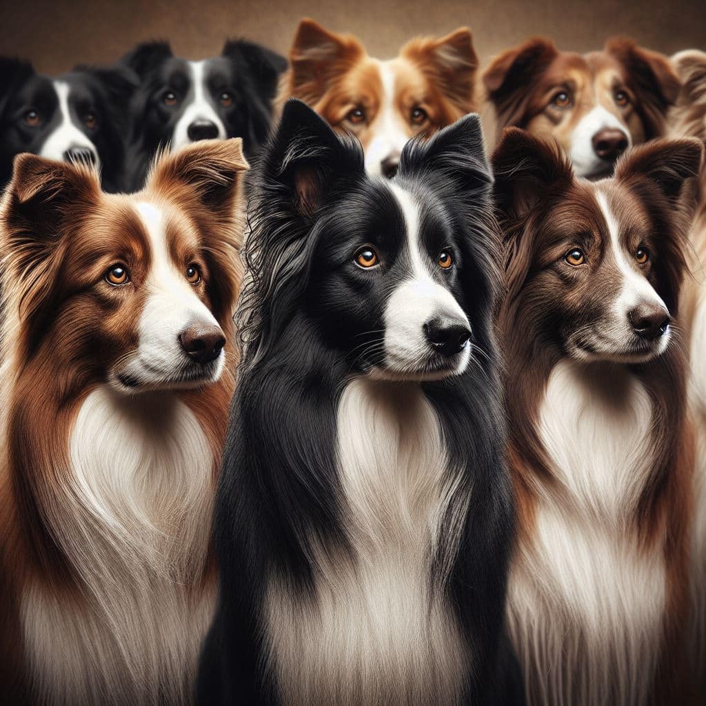 Border Collies com pelagens variadas