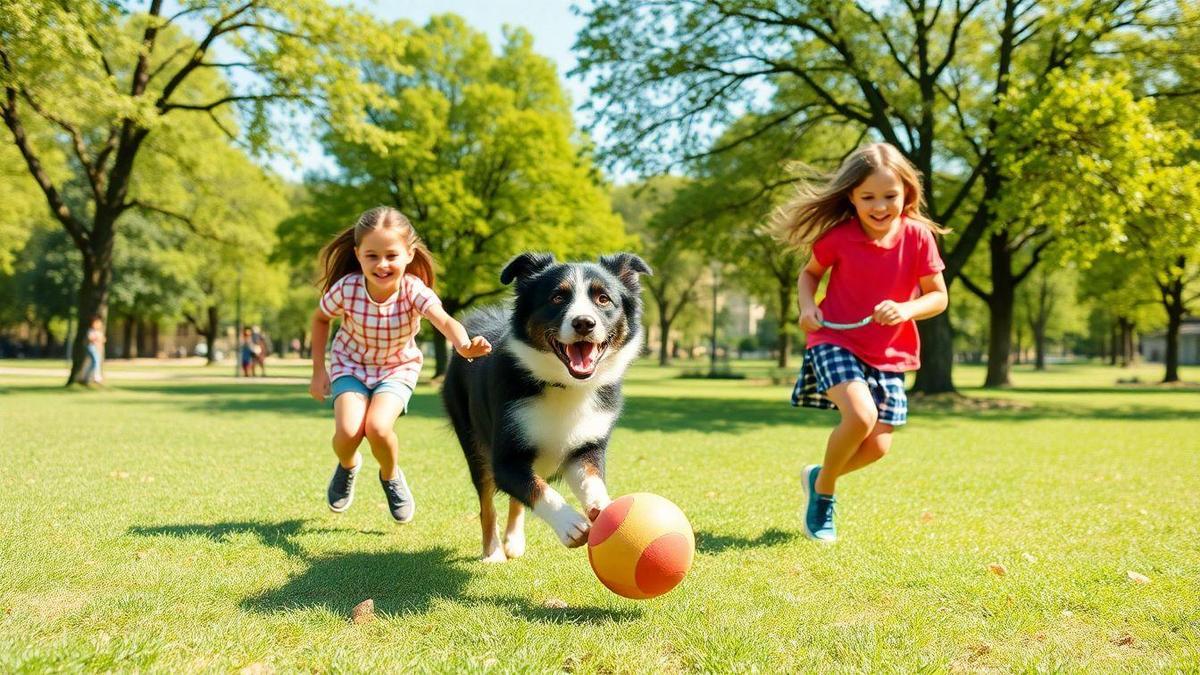 Border Collies Interagindo com Crianças