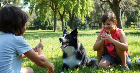 Adestramento de Border Collie Misturado para Crianças Diverte e Ensina