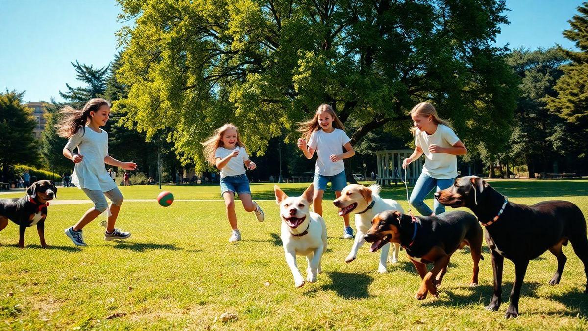 Exercícios físicos para cães e crianças juntos