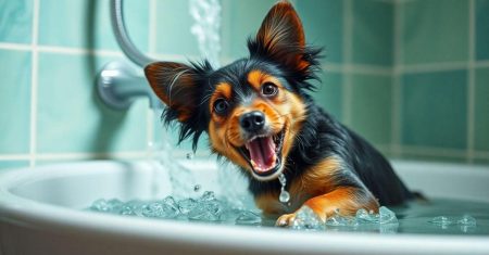 Jogos de raciocínio para cães durante o banho