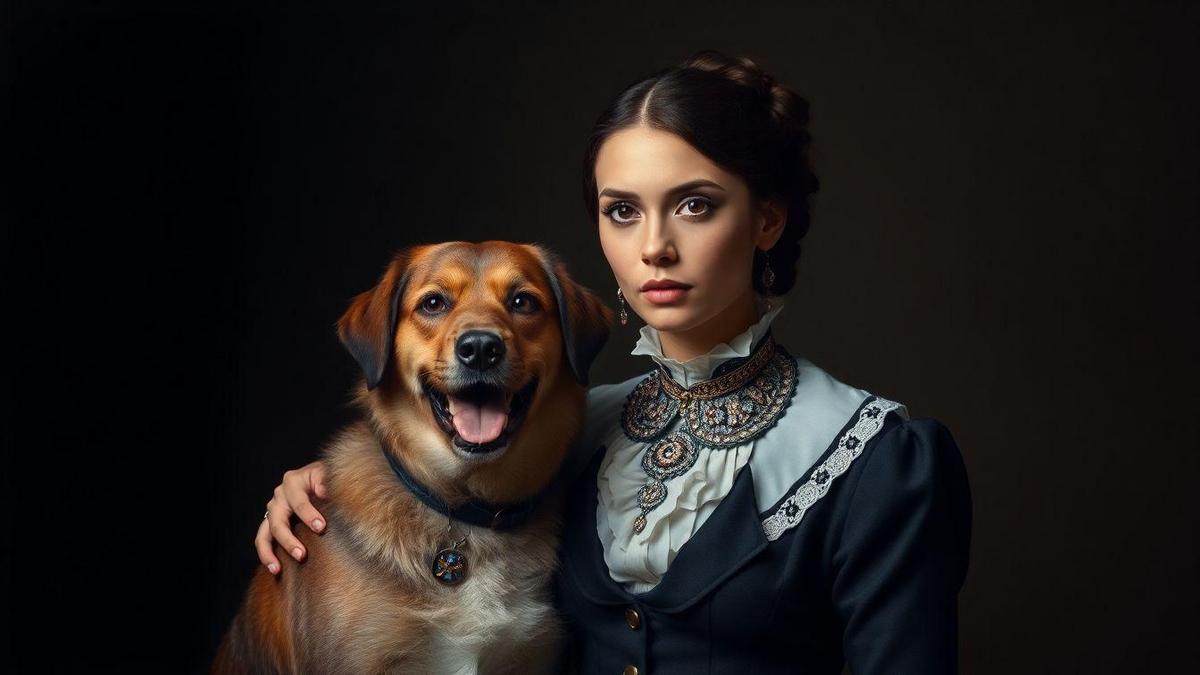 Como você identifica cães como símbolos sociais na arte de retrato