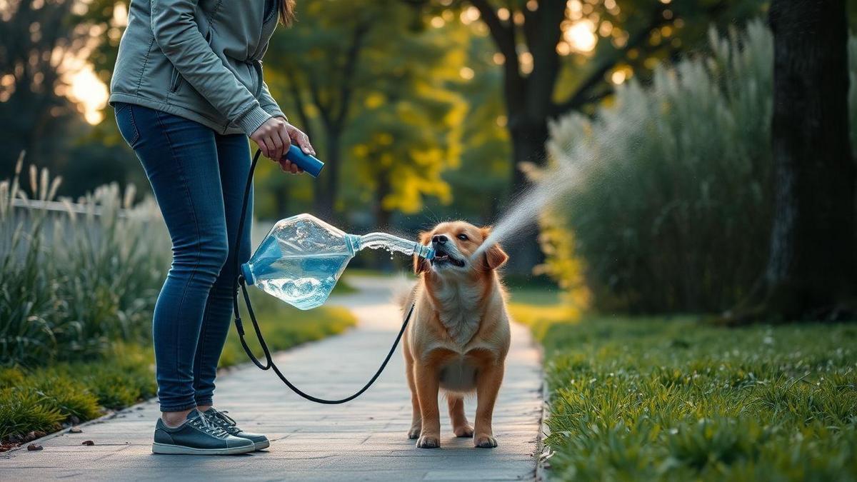 Leve água fresca para cães e use bebebouros portáteis para cães