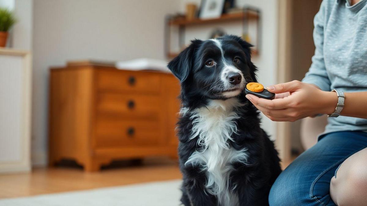 Treino clicker para reduzir latidos: como usar com seu Border Collie Poodle