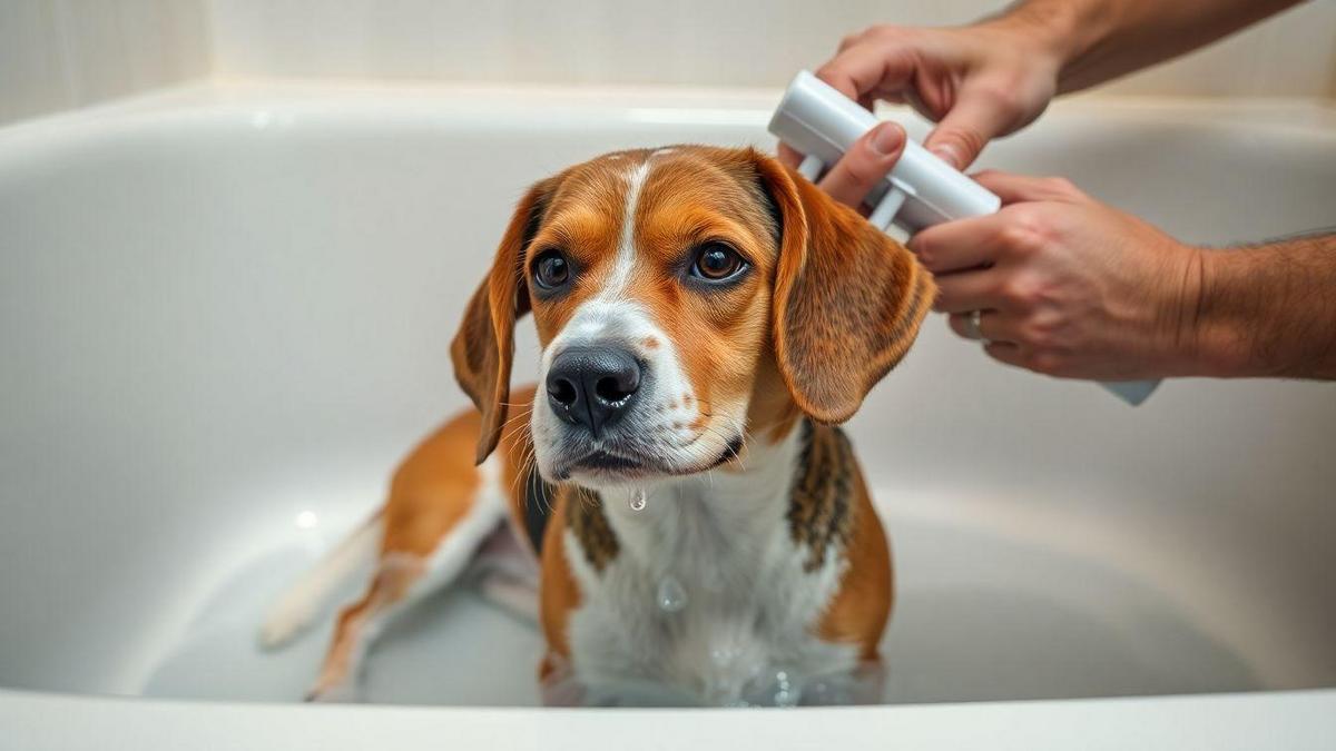 Benefícios do uso da escova de borracha durante o banho para controle da queda de pelos em cães de pelagem curta