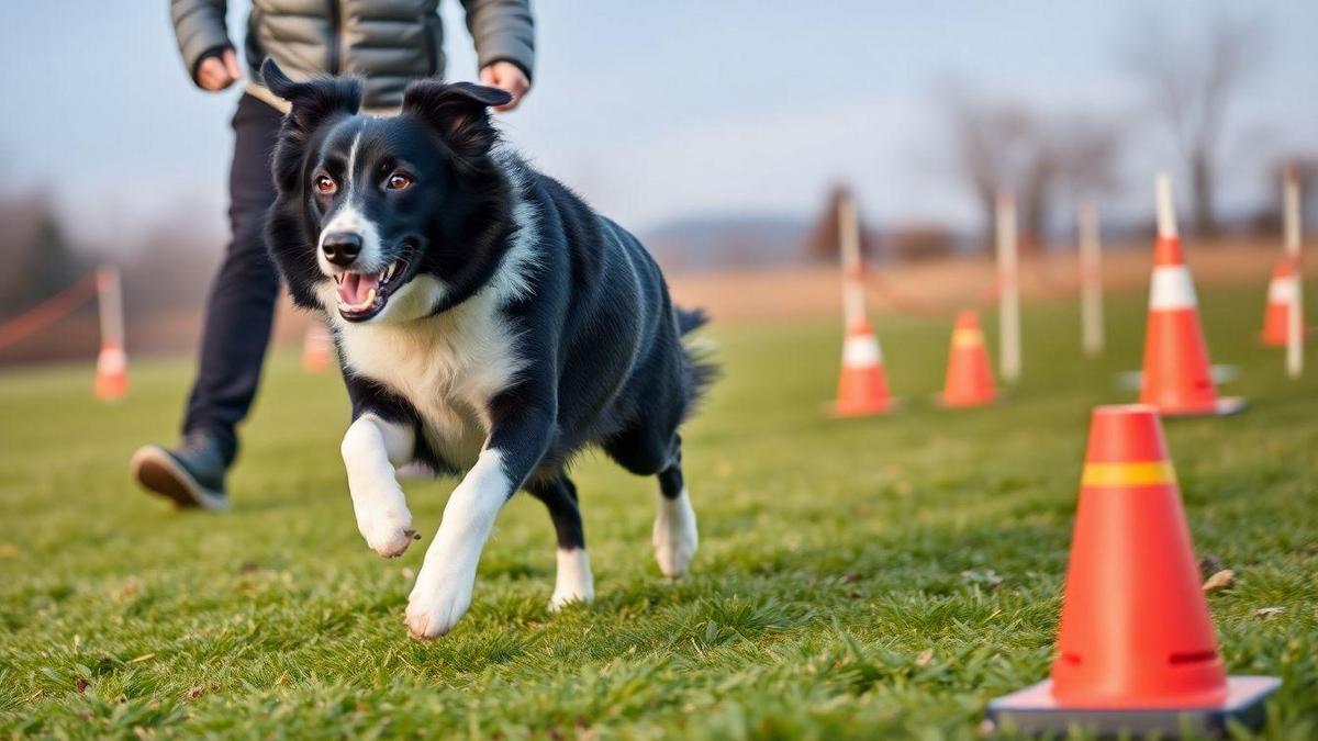 Como você aplica o Condicionamento físico para Border Collie voltado ao agility com treino de resistência intervalada em superfícies gramadas