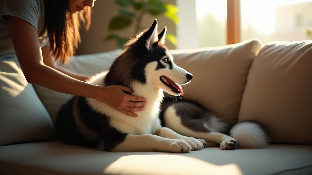 Controle de queda de pelos no Border Collie misturado com Husky durante a troca de pelagem dentro de casa