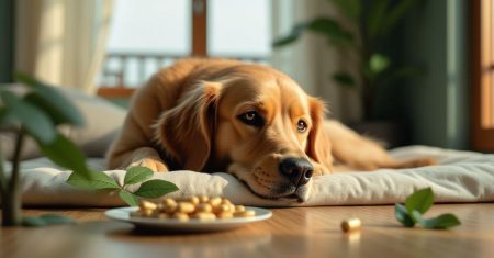 Suplementos calmantes com L-teanina para cães ansiosos